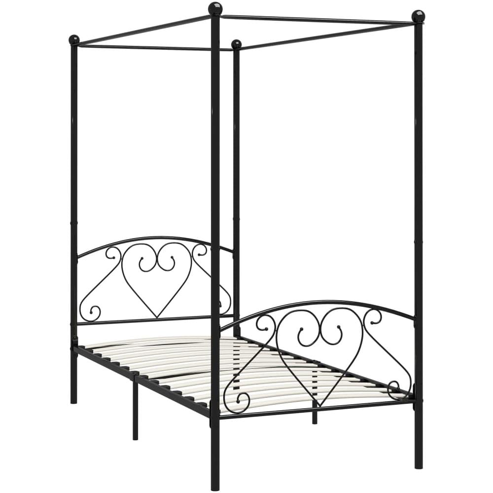 Letto A Baldacchino Nero In Metallo 100x200 Cm - Foto 2