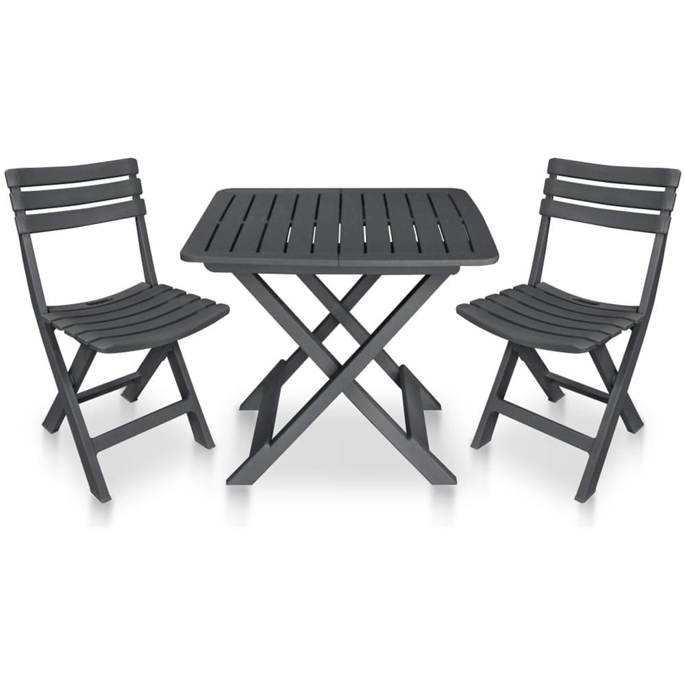 Set Da Bistrot 3 Pz Pieghevole In Plastica Antracite - Foto 1