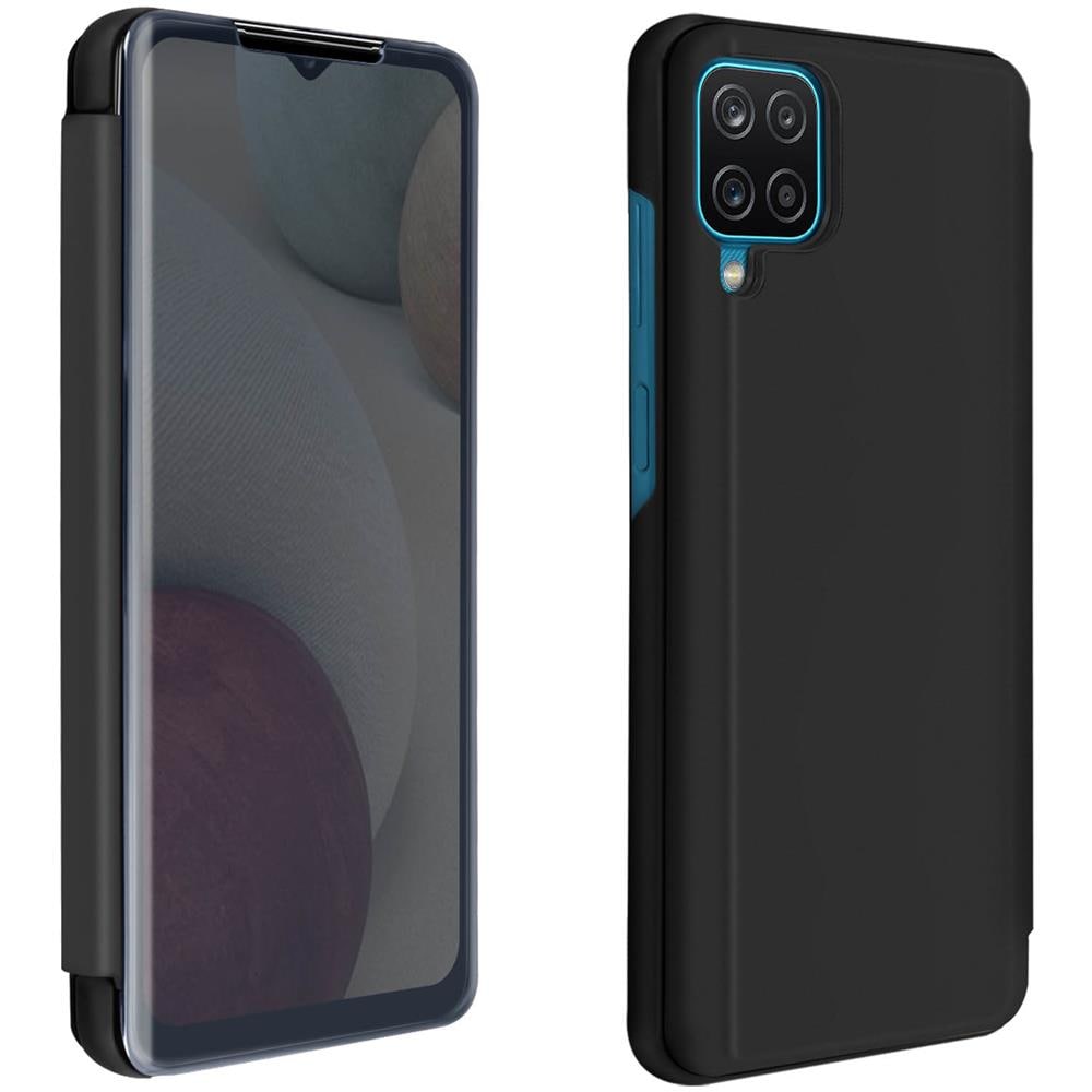 Custodia Samsung Galaxy A12 Sportellino Translucido Specchio Con Supporto Nero - Foto 1