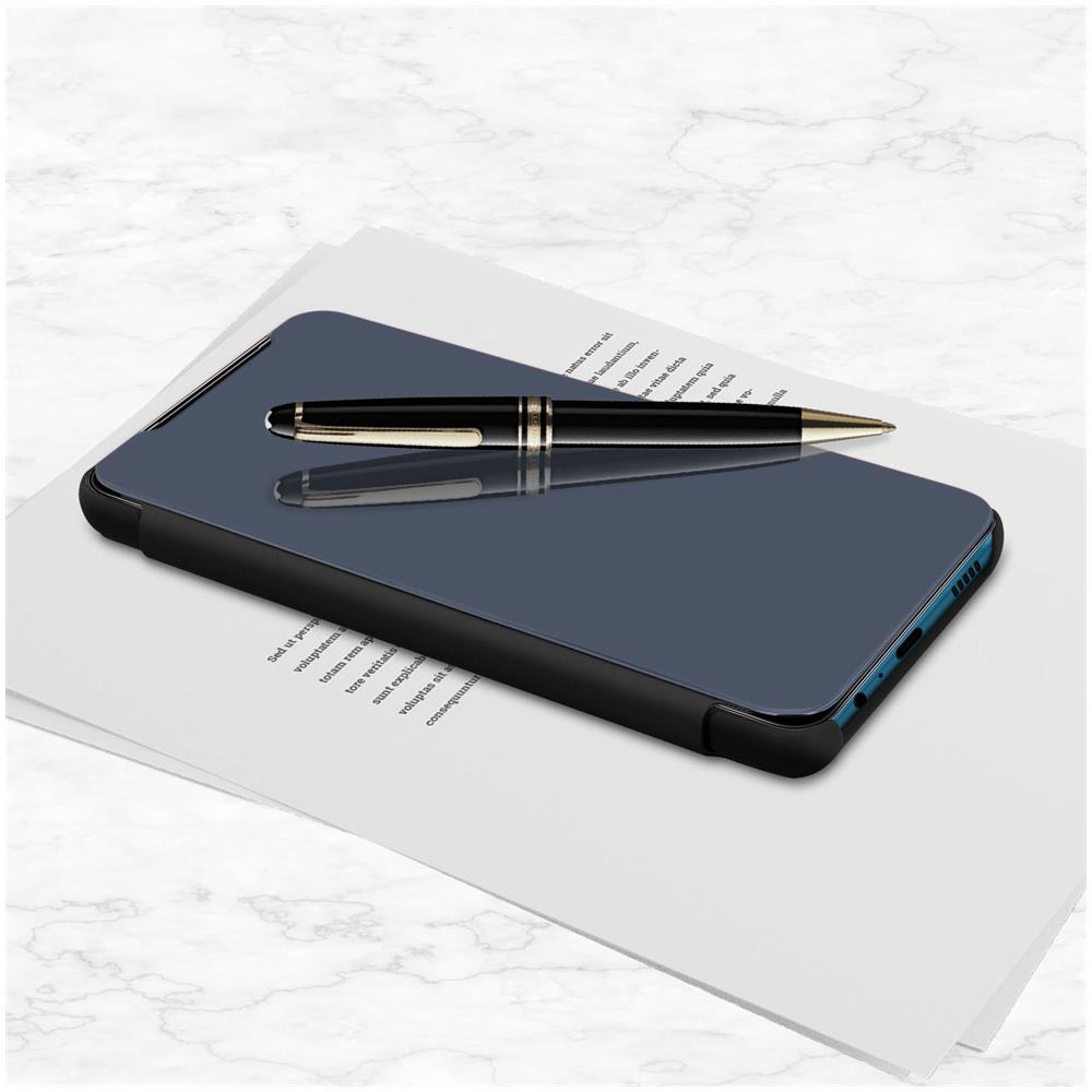 Custodia Samsung Galaxy A12 Sportellino Translucido Specchio Con Supporto Nero - Foto 5