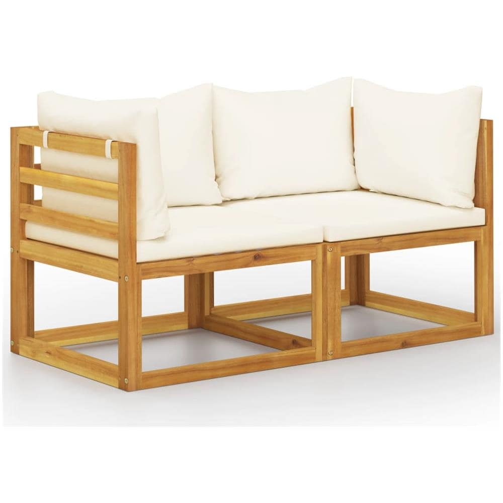 Panchina Da Giardino A 2 Posti Con Cuscini Bianco Crema - Foto 1