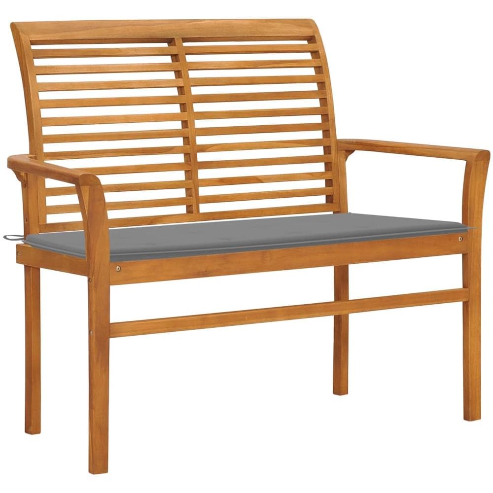 Panca da Giardino con Cuscino Grigio 112 cm in Legno di Teak - Foto 1