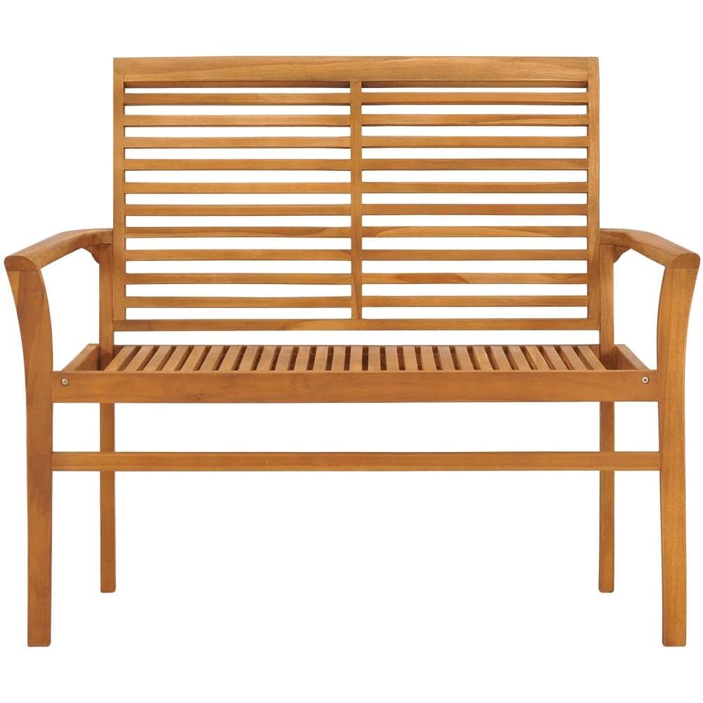 Panca da Giardino con Cuscino Grigio 112 cm in Legno di Teak - Foto 2