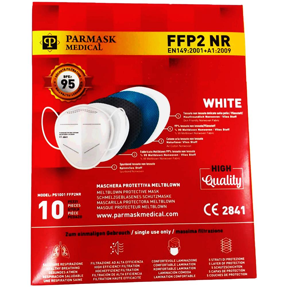 Mascherine Ffp2 Nr Parmask Medical - Colore Bianco 10 Pz - Foto 4