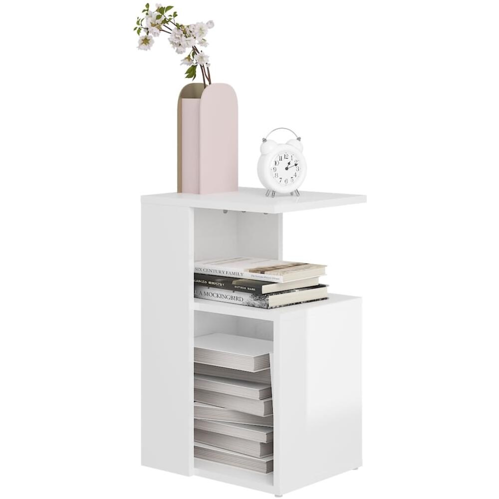 Tavolino Bianco Lucido 36x30x56 cm in Legno Multistrato - Foto 3