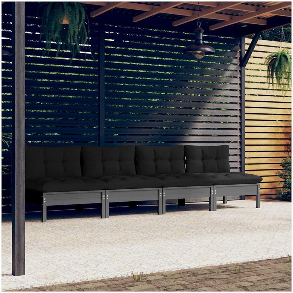 VIDAXL - Set Da Pranzo Per Esterni 7 Pz Con Cuscini In Polyrattan Grigio 3094891