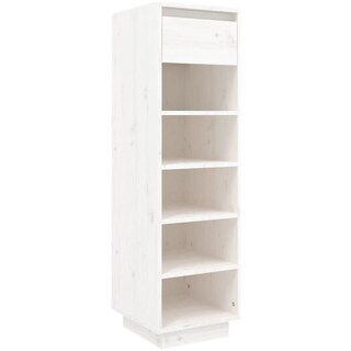VidaXL Scarpiera Alta In Legno Massello Di Pino | 77x35x96 Cm | Mobile Con Ante E Cassetto | Finitura Naturale