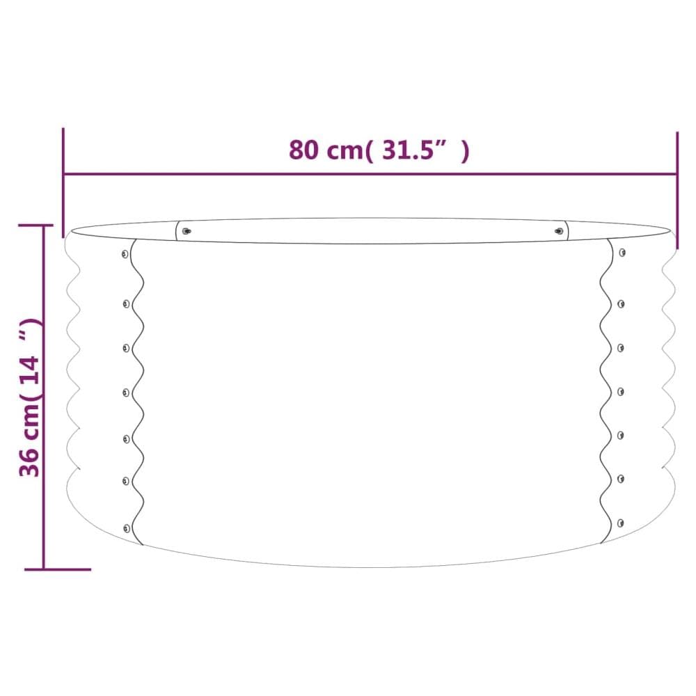 Vaso Giardino Acciaio Verniciato a Polvere 80x80x36 cm Marrone - Foto 2