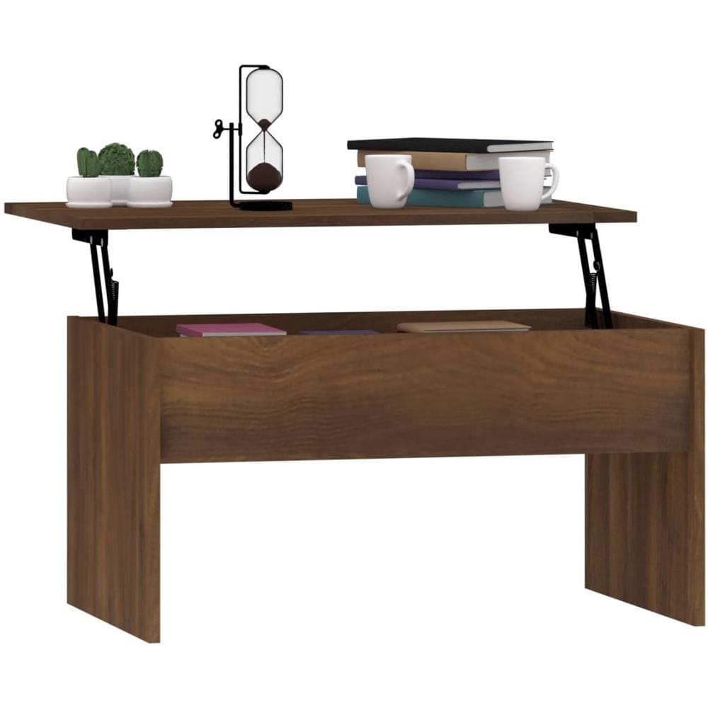 Tavolino Rovere Marrone 80x50,5x41,5 Cm In Legno Multistrato - Foto 2