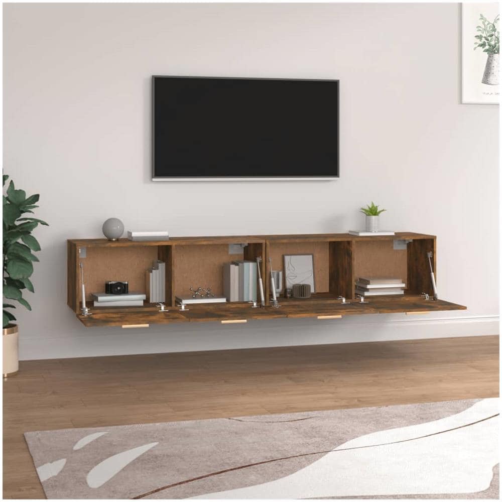 Mobili Parete 2 Pz Rovere Fumo 100x36,5x35 Cm Legno Multistrato - Foto 4