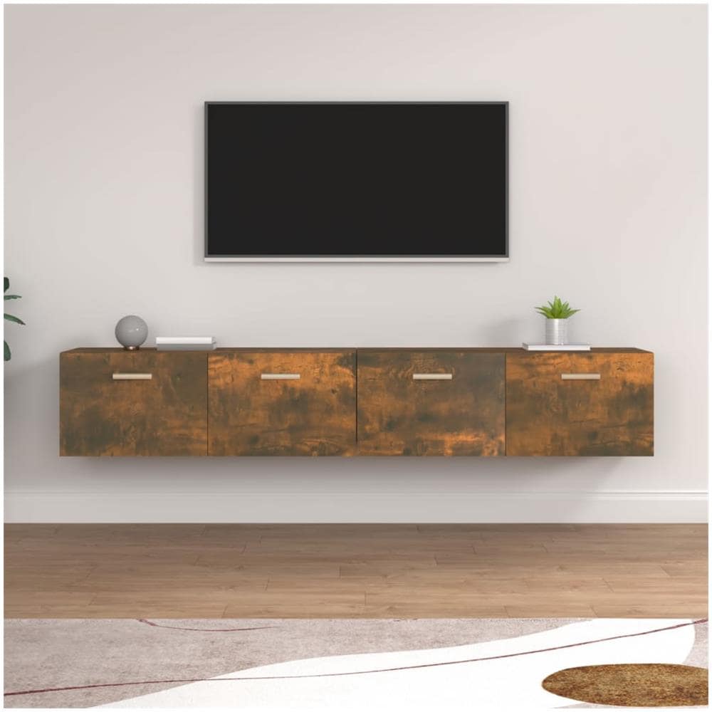 Mobili Parete 2 Pz Rovere Fumo 100x36,5x35 Cm Legno Multistrato - Foto 1