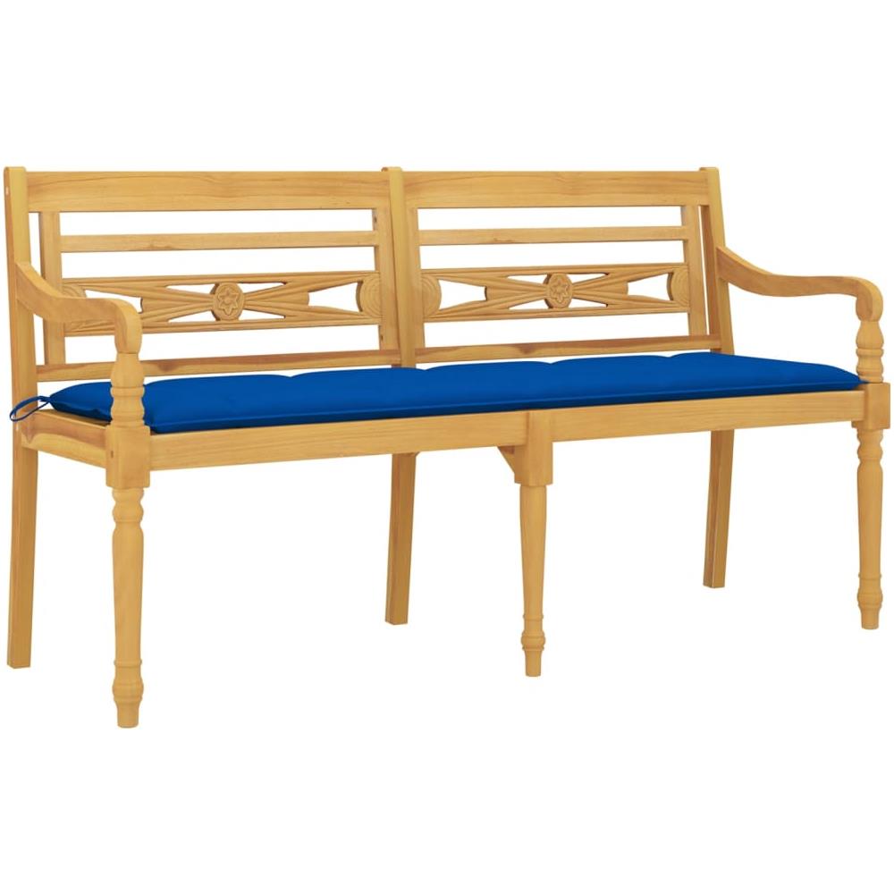 Panchina Batavia Con Cuscino Blu 150 Cm Legno Massello Teak - Foto 3