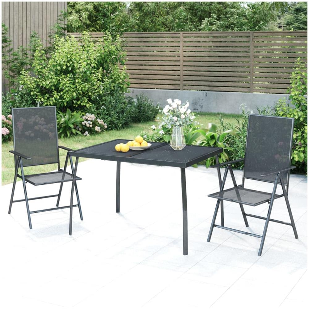 vidaXL Tavolo da Giardino Pieghevole Antrace 110x80x72 Rete Acciaio