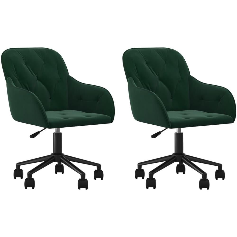 Sedie Da Pranzo Girevoli 2 Pz Verde Scuro In Velluto - Foto 2