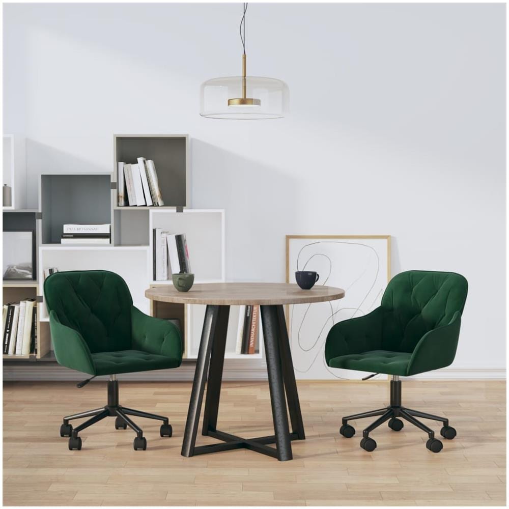 Sedie Da Pranzo Girevoli 2 Pz Verde Scuro In Velluto - Foto 1