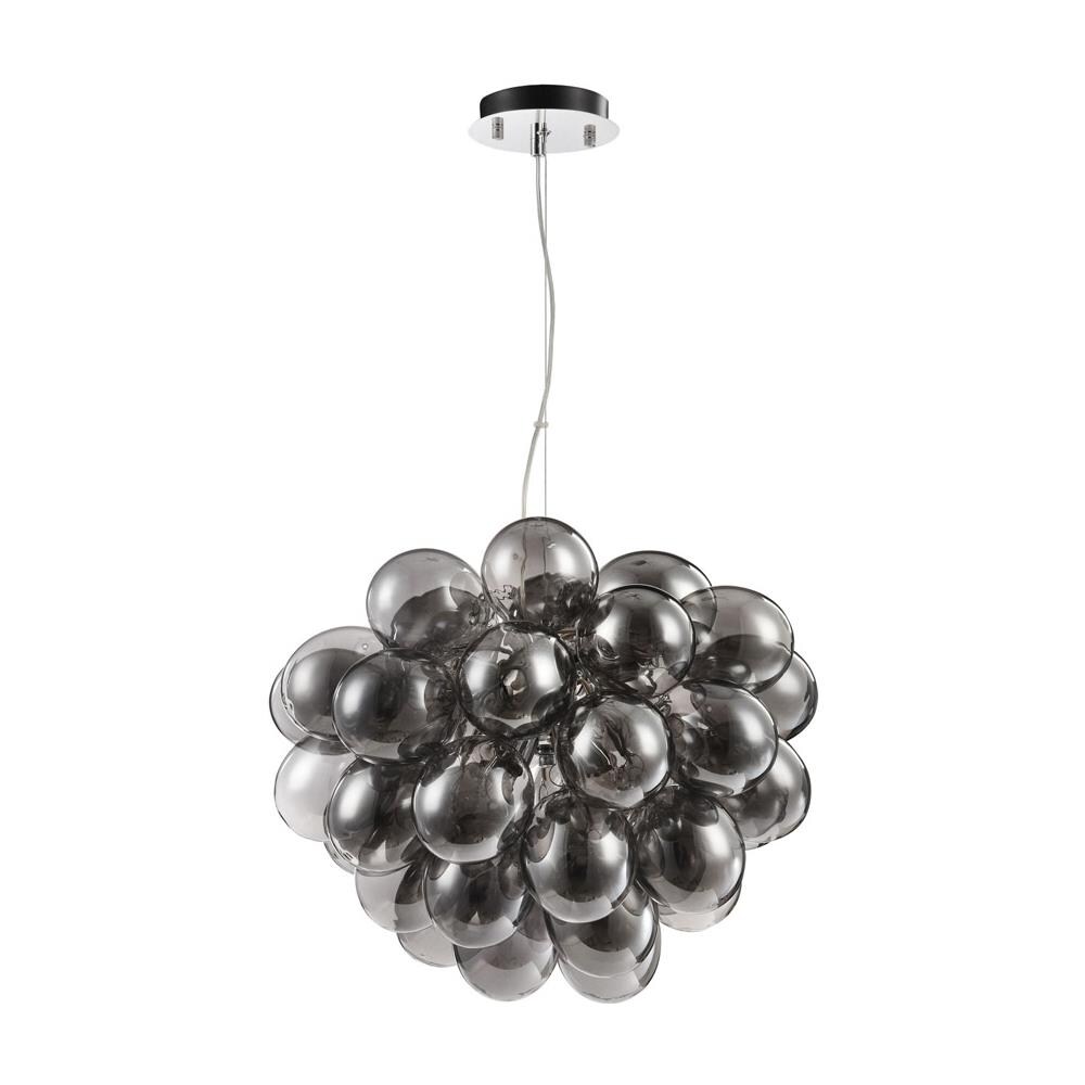 Lampadario Contemporaneo Baldo Metallo Nichel 8 Luci Diffusori Fume - Foto 1