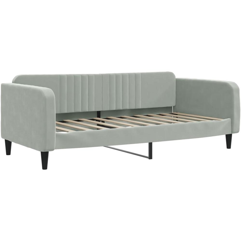 Letto Da Giorno Grigio Chiaro 90x190 Cm In Velluto - Foto 1