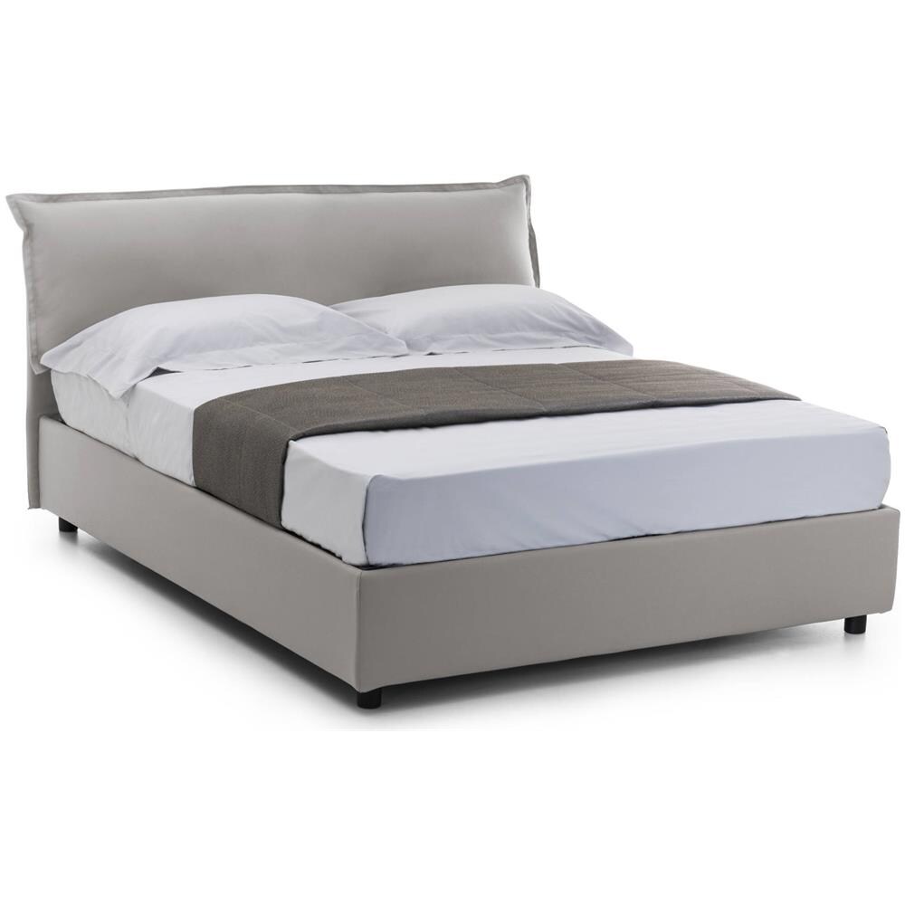 Letto Matrimoniale Cloe, Letto Contenitore Sfoderabile Con Testiera E Giroletto Contenitore Imbottiti, 100% Made In Italy, Adatto Per Materasso Cm 160x200, Grigio - Foto 4