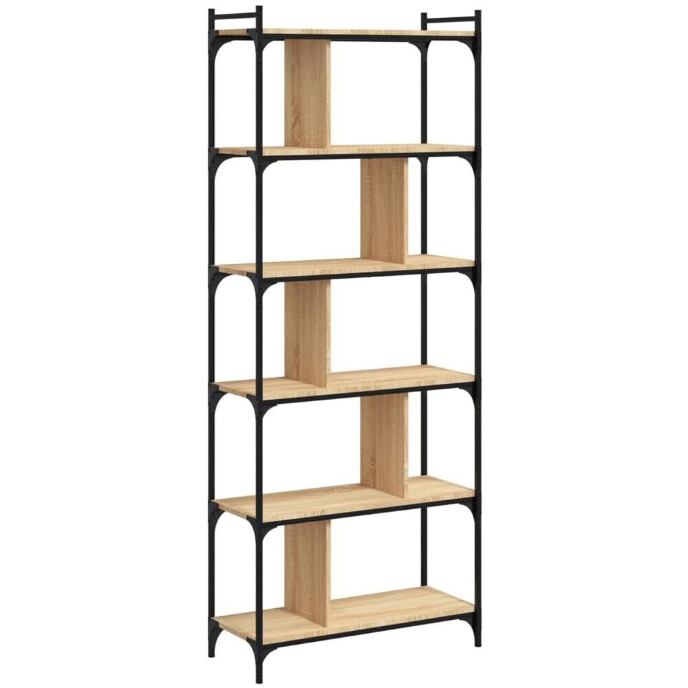 Libreria Rovere Sonoma 6 Ripiani 76x32x192 Cm Legno Multistrato - Foto 2
