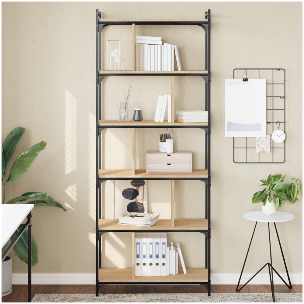 Libreria Rovere Sonoma 6 Ripiani 76x32x192 Cm Legno Multistrato - Foto 1
