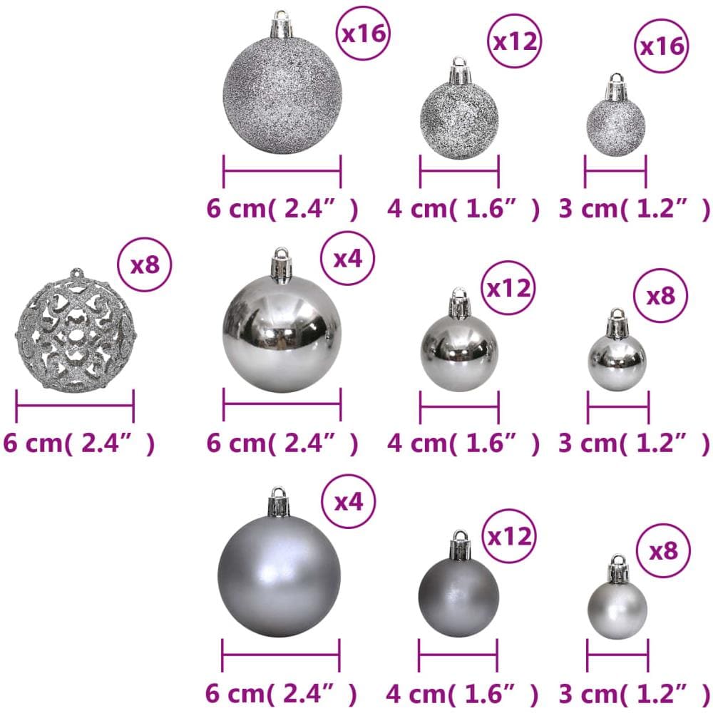 Palline Di Natale 100 Pz Grigie 3 / 4 / 6 Cm - Foto 8