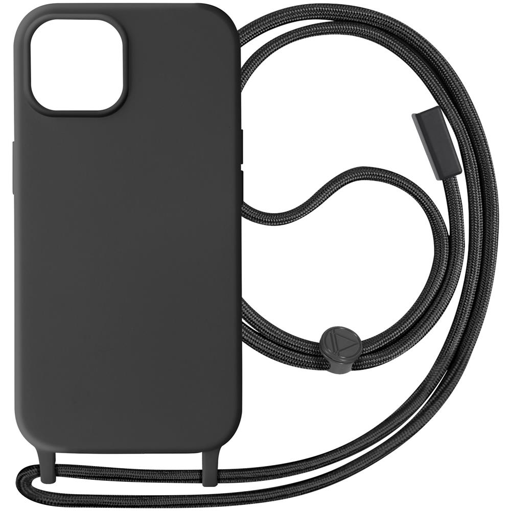 Cover Semirigida Per Iphone 15 Plus Cordino Nylon Intrecciato Serie Corda Nera - Foto 1