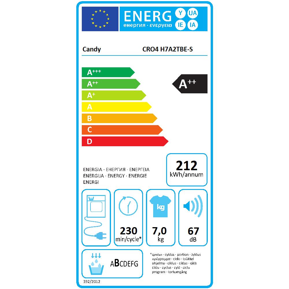 Asciugatrice Smart ProCRO4 H7A2TBE-S 7 Kg Classe A++ a Condensazione con Pompa di Calore Wi-Fi - Foto 2