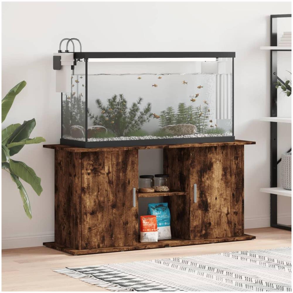 Supporto Acquario 121x41x58 cm in Legno Multistrato Rovere Fumo - Foto 2