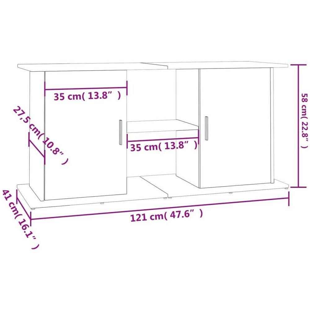 Supporto Acquario 121x41x58 cm in Legno Multistrato Rovere Fumo - Foto 10