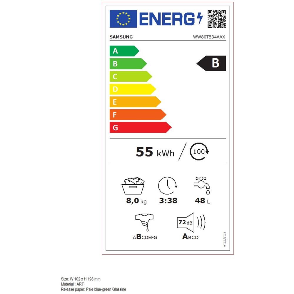 Lavatrice Standard WW80T534AAX /S2 Serie 6000 Ecobubble 8 Kg Classe B Centrifuga 1400 giri - Foto 2