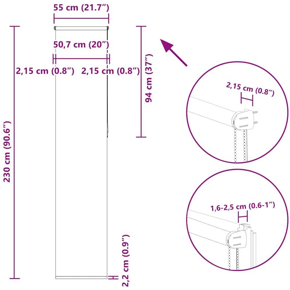 Tenda a Rullo Oscurante 55x230 cm Larghezza Tessuto 50,7 cm - Foto 10