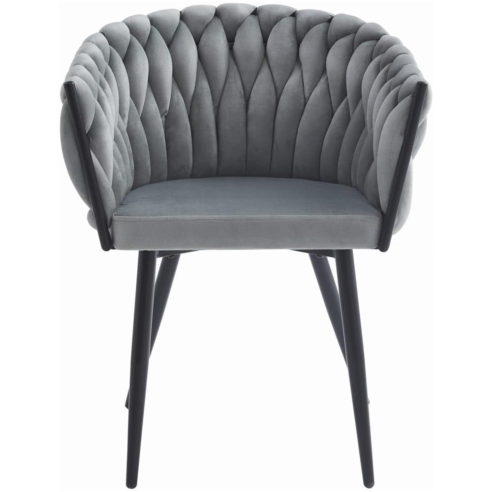 Sedia trapuntata in velluto grigio chiaro Valora MAYAN x 1 | stile moderno - Foto 2