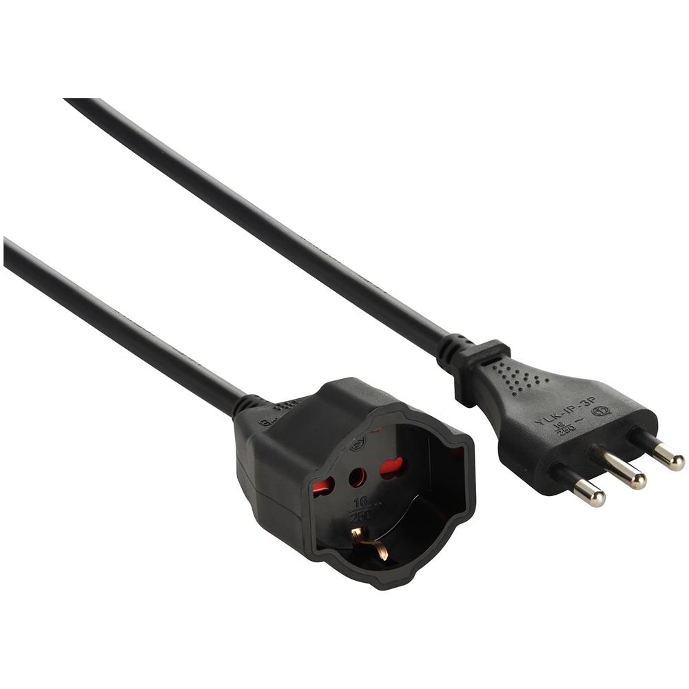 46111 Prolunga 10 Mt Spina 16a E Presa Polivalente (schuko + 10/16a) , Nero - Sezione Cavo 3g1,5 Mm² - Foto 2