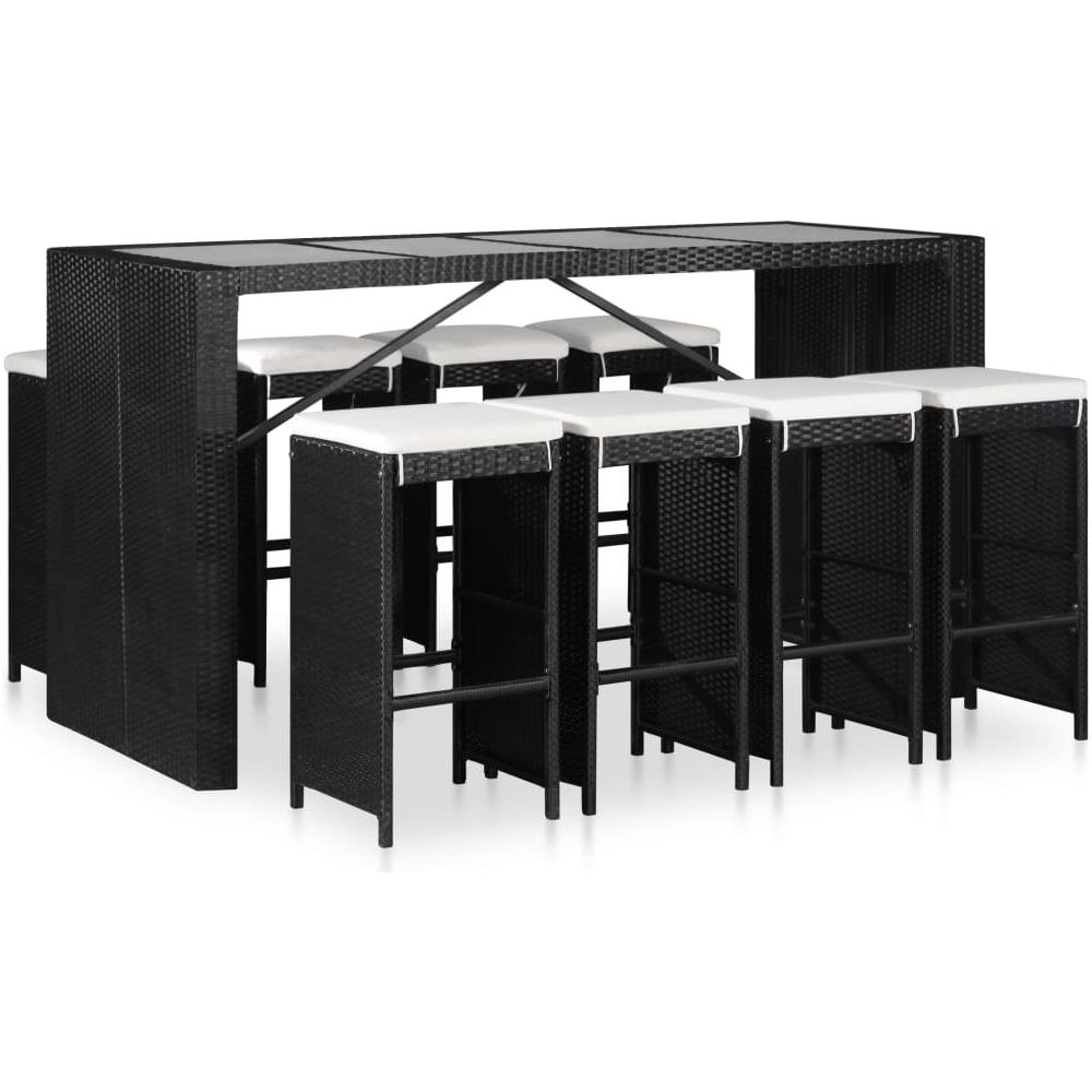 Set Mobili Da Pranzo Per Giardino 9 Pz In Polyrattan Nero - Foto 1