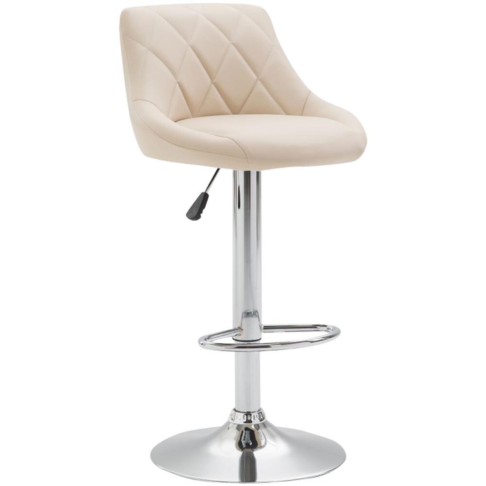 Sgabello Design Lazio In Similpelle I Sgabello Girevole Con Poggiapiedi I Sedia Alta Da Cucina Regolabile 83-104 CM I Sgabello Bar Imbottito Crema - Foto 1