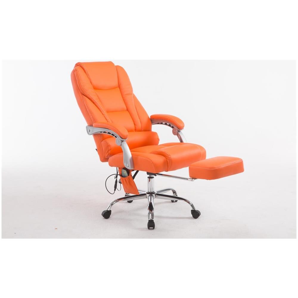 Sedia Ufficio Massaggiante Pacific V2 - Poltrona Relax 5 Programmi di Massaggio - Sedia Ergonomica in Similpelle con Poggiapiedi Estraibile e Altezza Regolabile e Girevole, Max 150 kg Arancione - Foto 3
