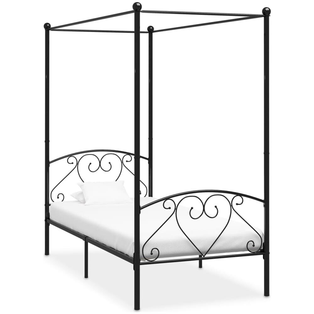Letto A Baldacchino Nero In Metallo 90x200 Cm - Foto 1