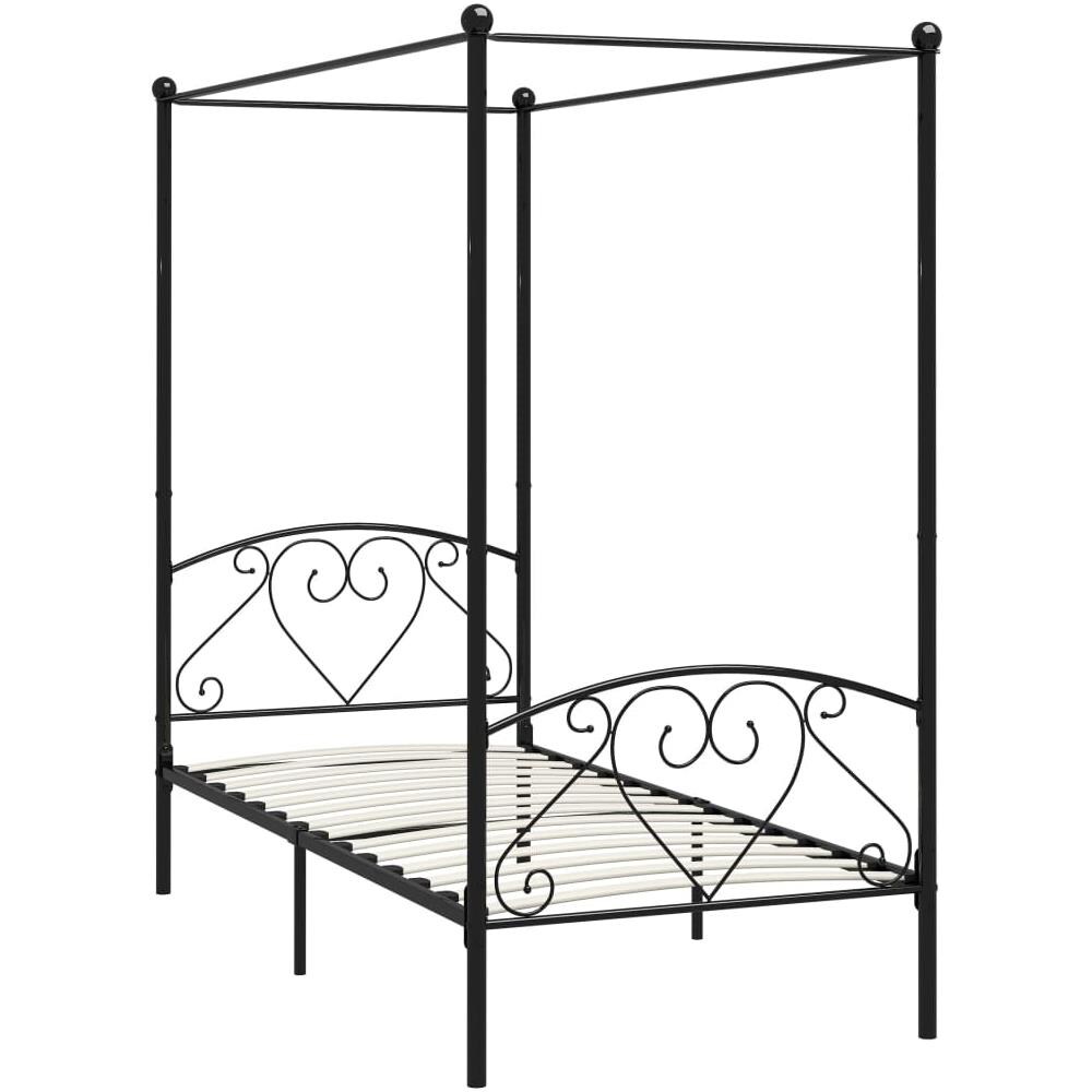 Letto A Baldacchino Nero In Metallo 90x200 Cm - Foto 2