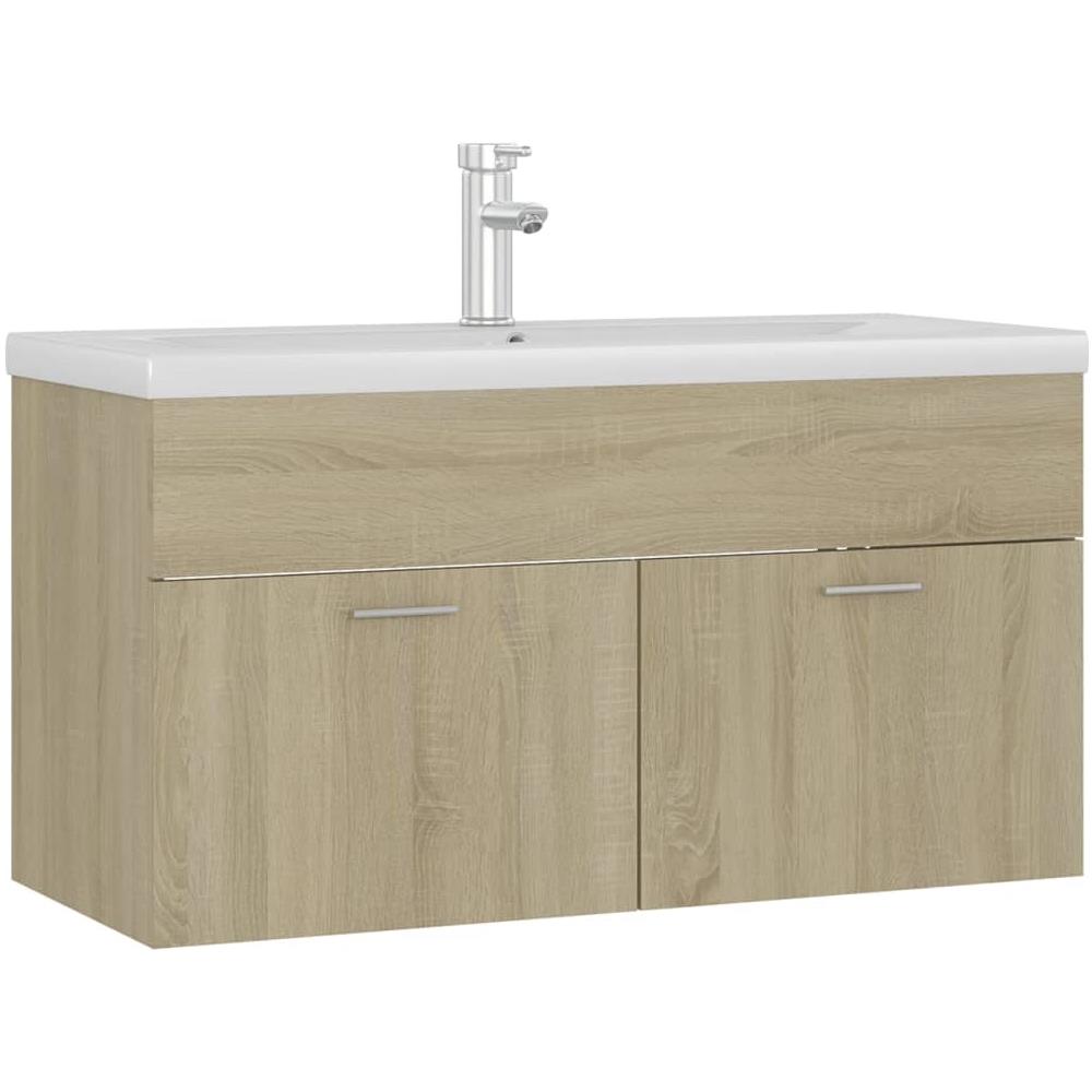 Mobile con Lavabo Integrato Rovere Sonoma in Legno Multistrato - Foto 2