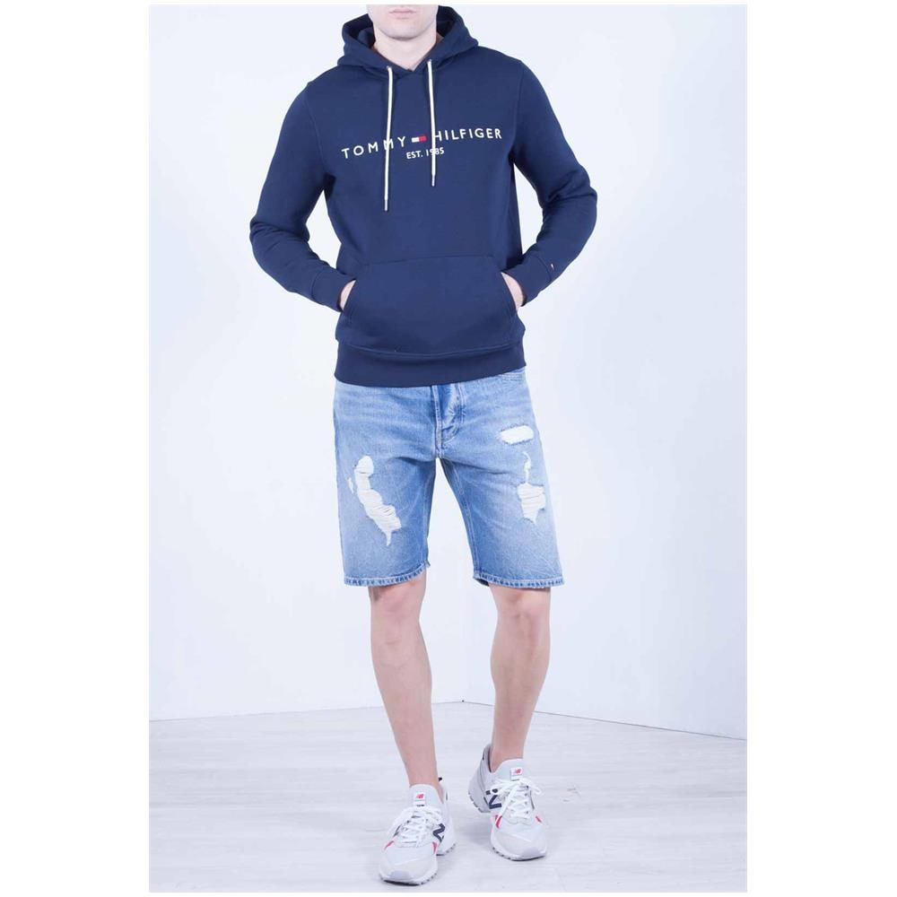 Uomo - Felpa In Cotone Blu Con Cappuccio - Foto 1