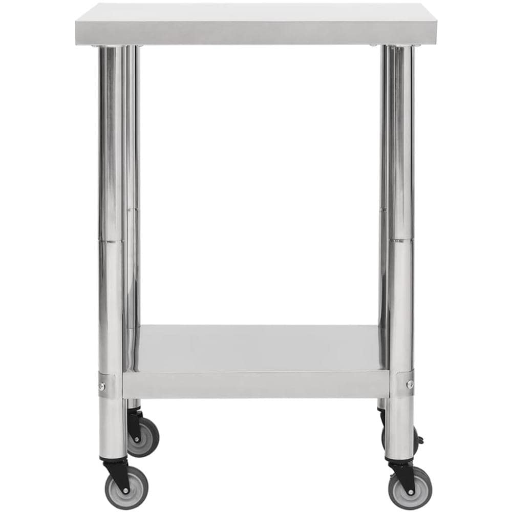 Tavolo Da Lavoro Cucina Con Ruote 60x45x85 Cm In Acciaio Inox - Foto 3