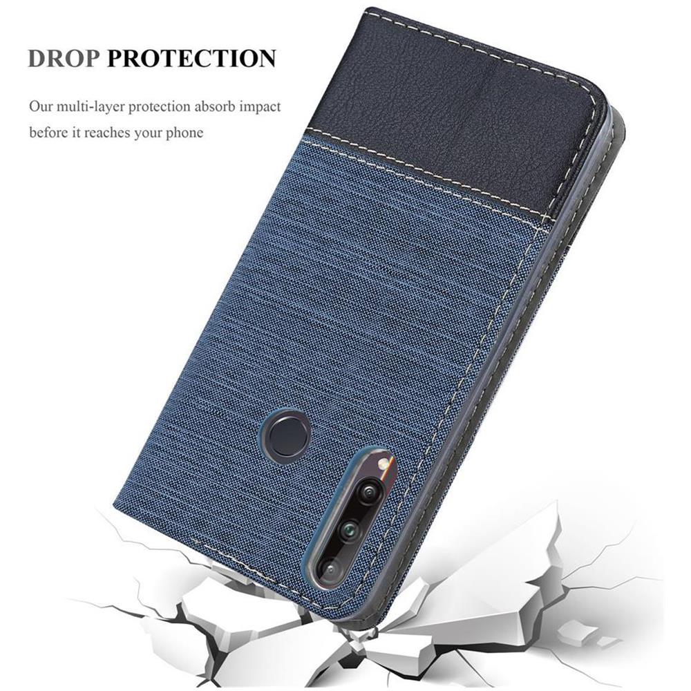 Custodia Compatibile Con Huawei P40 Lite E In Blu Scuro Nero - Coperchio Protettiva Con Chiusura Magnetica, Funzione Stand E Tasca Per Le Carte - Foto 8