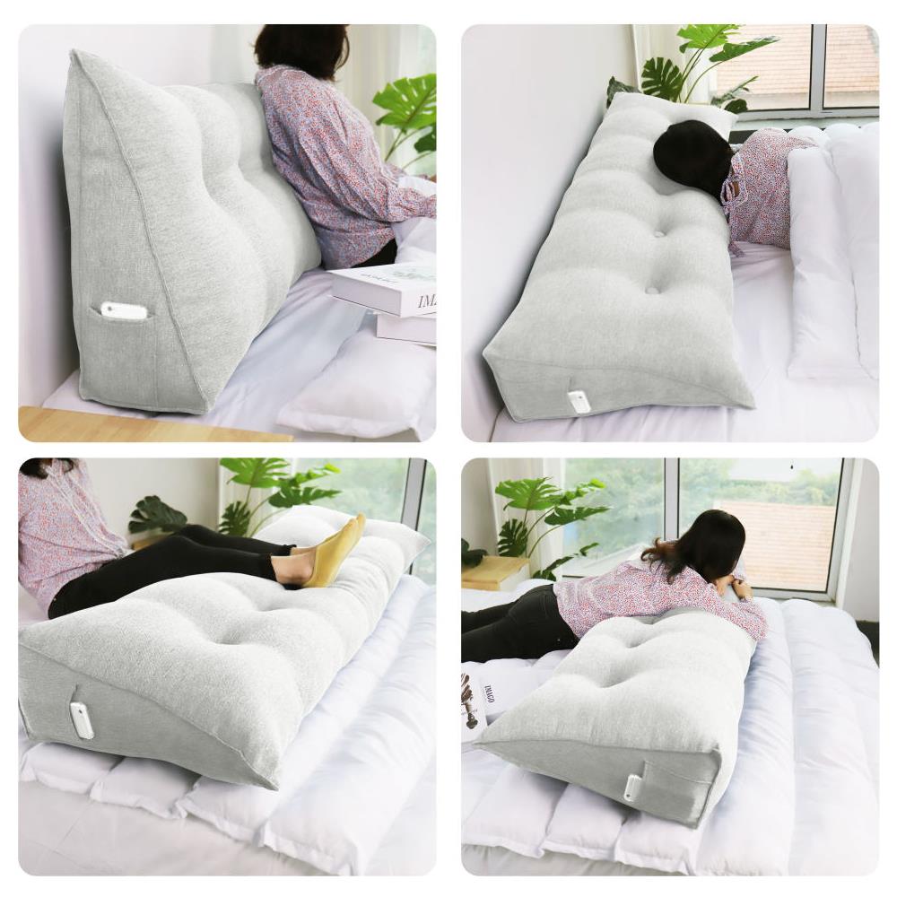 Cuscino A Cuneo Da Lettura Per Schienale, Cuscino Antireflusso Per Letto, Cuscini Gambe Lombare Di Supporto Per Divano, Grandi Testata Letto 120cm Lx20cm Px50cm A - Foto 3