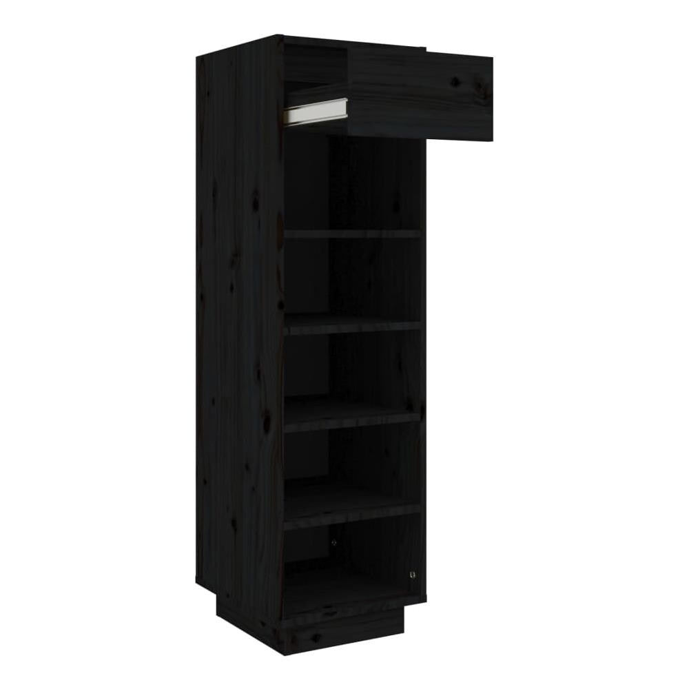 Scarpiera Nera 30x34x105 cm in Legno Massello di Pino - Foto 2