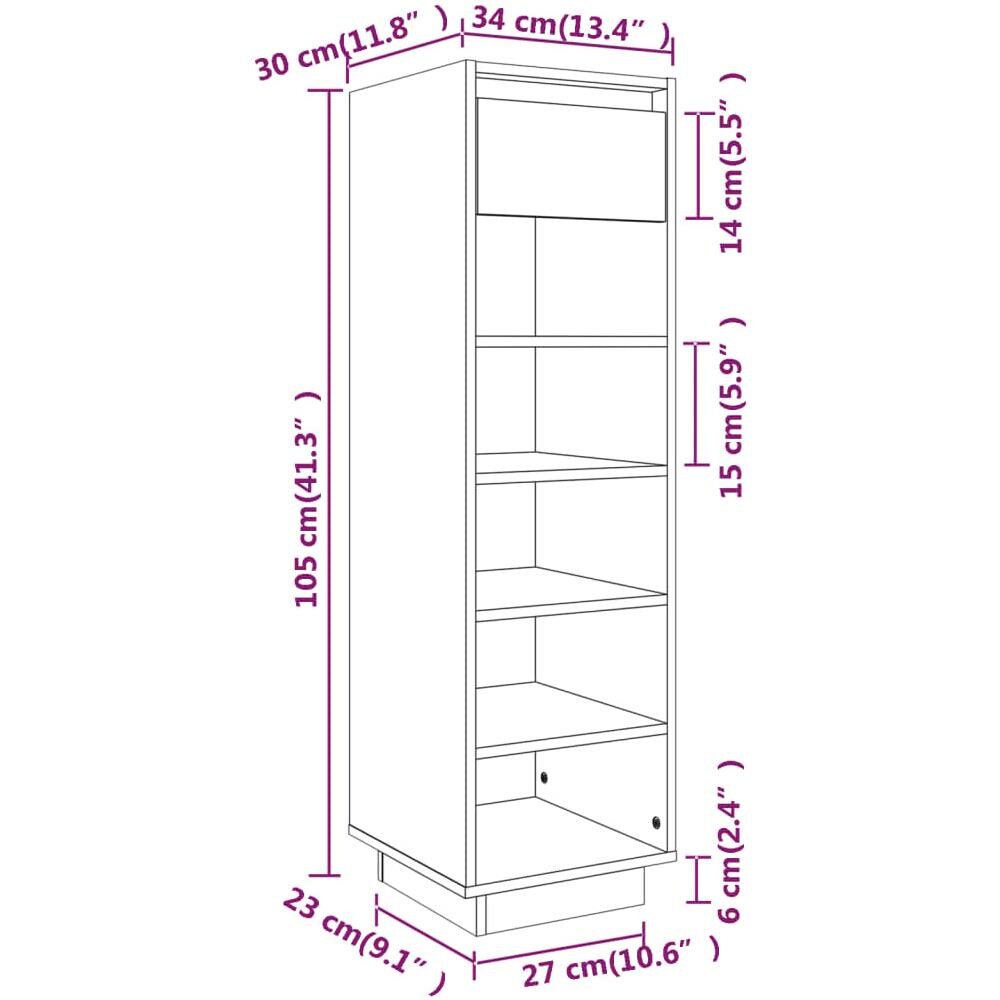 Scarpiera Nera 30x34x105 cm in Legno Massello di Pino - Foto 9