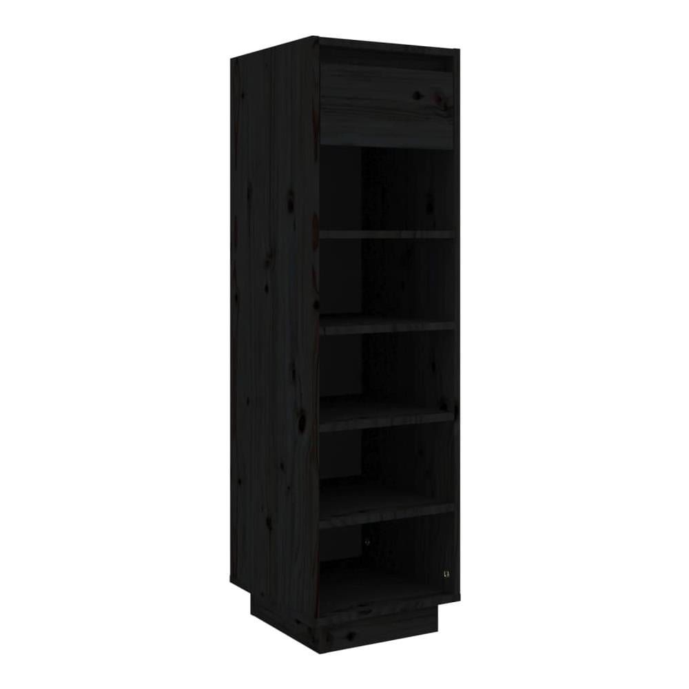 Scarpiera Nera 30x34x105 cm in Legno Massello di Pino - Foto 1