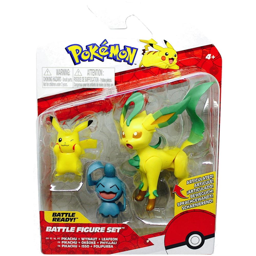 Pokémon Battle Mini Figures 3-packs 5-8 Cm Wave 10 Pikachu #8, Wynaut & Leafeon - Foto 1