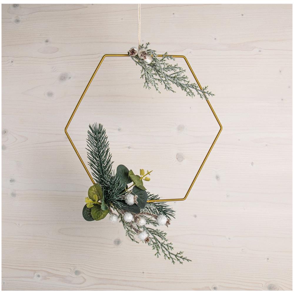 3 Anelli Esagonali In Metallo - Oro 20/25/30 Cm - Foto 1