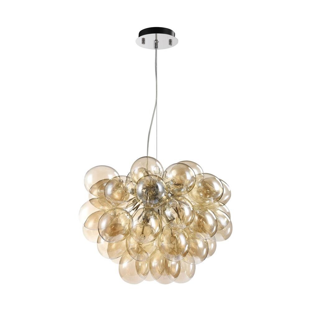 Lampadario Contemporaneo Baldo Metallo Nichel 8 Luci Diffusori Cognac - Foto 1