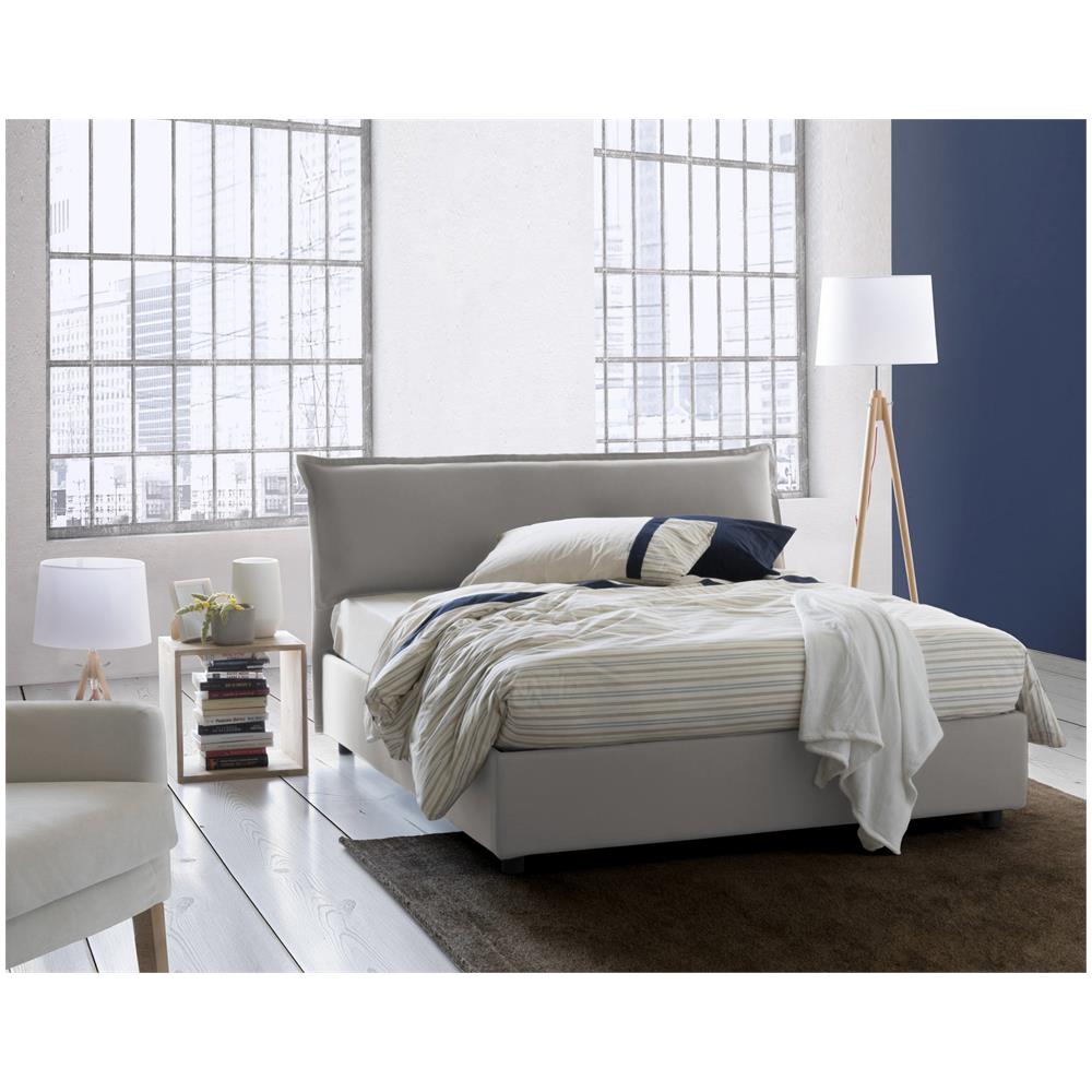 Letto Matrimoniale Clorinda, Letto Contenitore Sfoderabile Con Testiera E Giroletto Contenitore Imbottiti, 100% Made In Italy, Con Materasso Cm 160x200 Incluso, Grigio - Foto 1